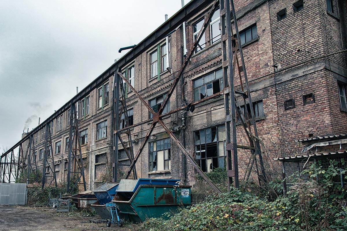 Rückwärtige Ansicht der Phirix Papierfabrik Hattersheim