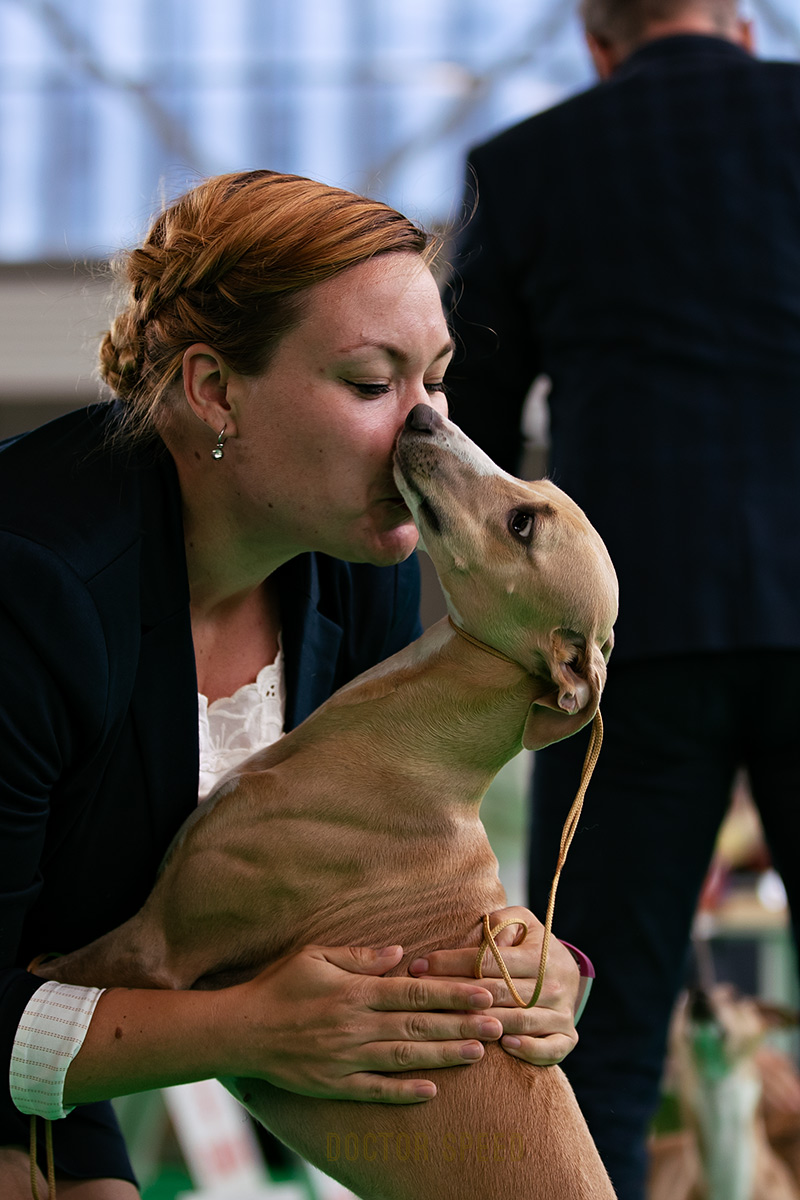 Heli Poikonen mit ihrer Weltjugendsiegerin 2018 - Besties Cookie Dough - ber der World Dog Show 2018 in Amsterdam